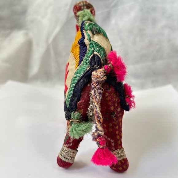 Vintage Hand Crafted Stuffed Raj Cotton Embroidered Camel Toys Made in India - Picture 6 of 11